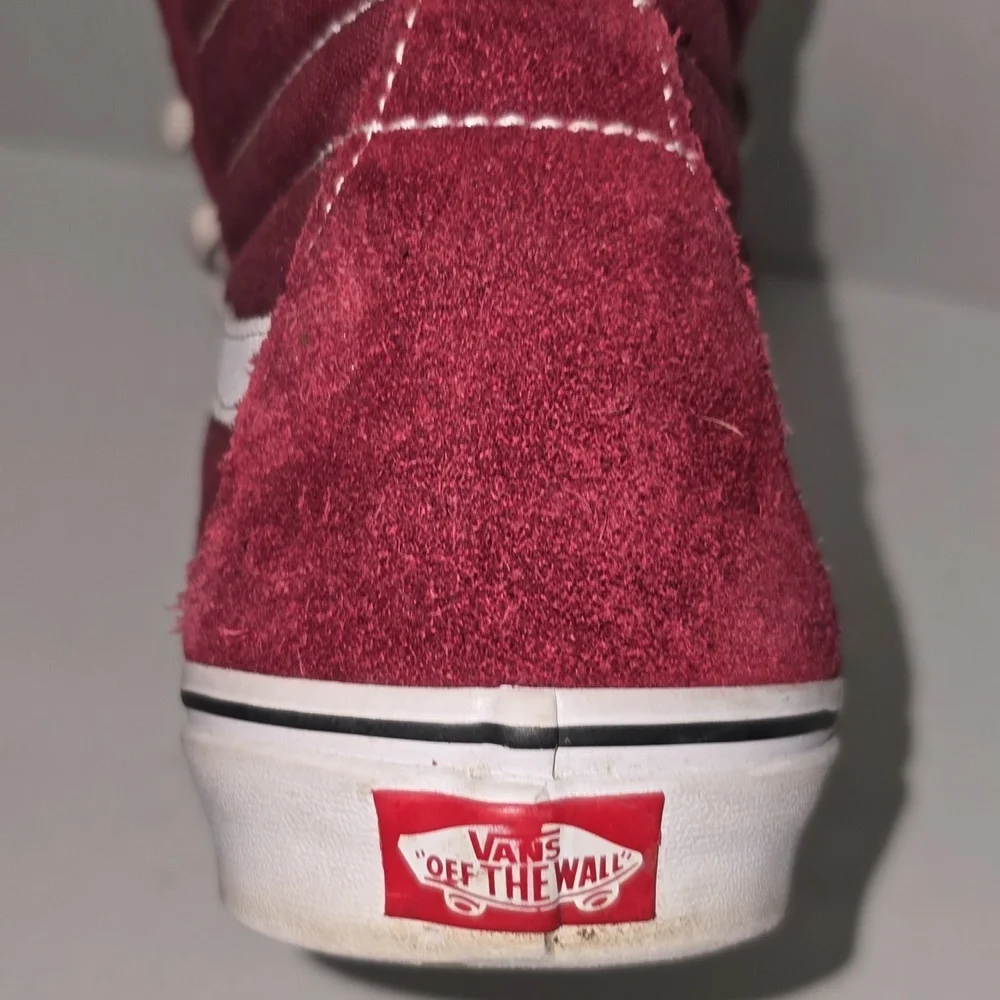 Vans SK8-Hi Sneakers Color Burgundy Canvas Suede Mens Size 9 Womens Size 10.5